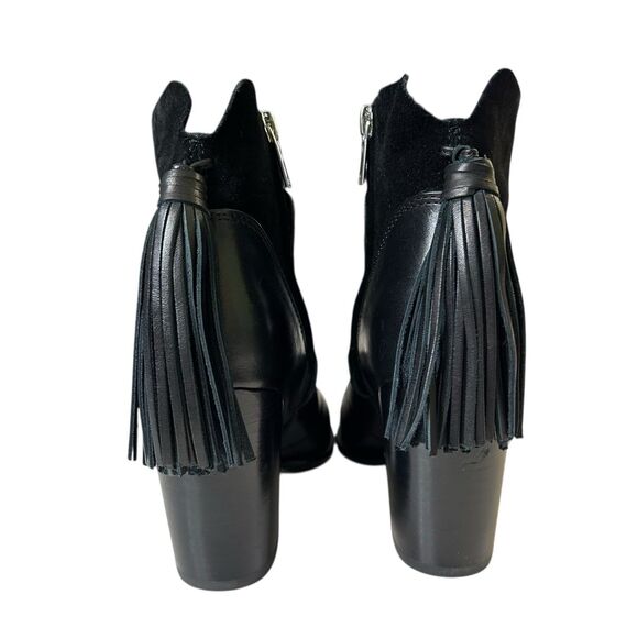 Marc Fisher Ankle Boots Janey Black Leather Suede Ankle Boots 6M Tassels - Picture 7 of 16